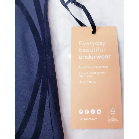 NWT HONEYLOVE Silhouette Brief w/ Velvet Trim Women's Size Small in BLack - Picture 2 of 7